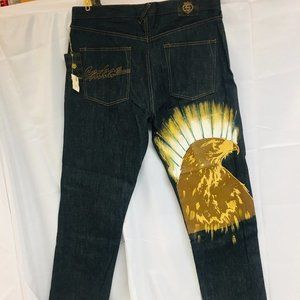 Eagle Handpainted Denim Pants - Size 38 ONE OF A KIND!